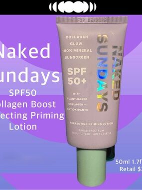 Naked Sundays SPF50 Collagen Boost Perfecting Priming Lotion 50ml 1.7fl oz
